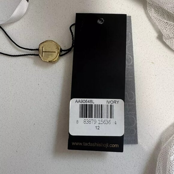 Tadashi Shoji NWT Sz 12 Ivory One Shoulder Ruched Mermaid Gown Lace Formal Bride - Picture 13 of 15